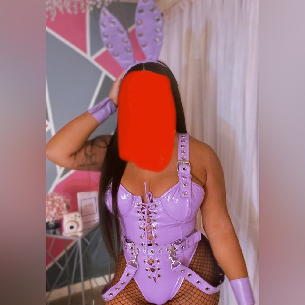 Purple latex playboy bunny costume M/L